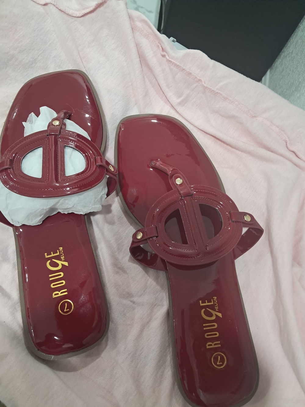 Ru?ge Women’s Cherry Red Patent Slide Mules